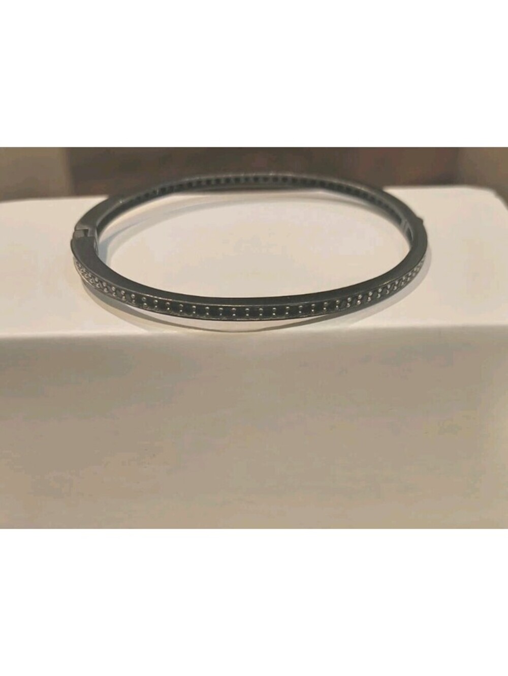 Frieda Rothman 925 FR Sterling Silver, Black Rhodium Bangle Hinge Bracelet